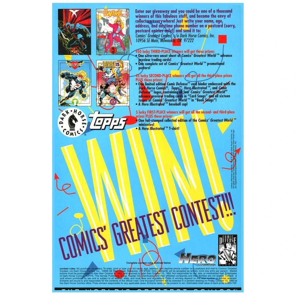 Vintage Dark Horse Comics 1993 Wolf Gang Week #3 Comic Book Sci-Fi‎ Golden City